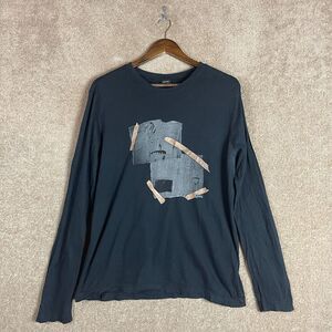 Hugo Boss T-Shirt Mens Medium M Black Graphic‎ Crewneck Long Sleeve Regular Fit